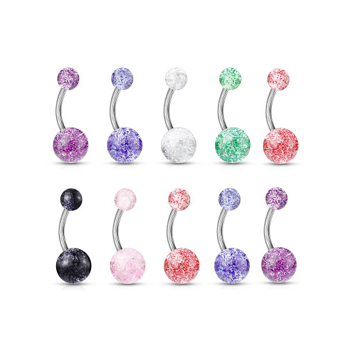 10PCS UV Glow Acrylic Ball Belly Button Ring