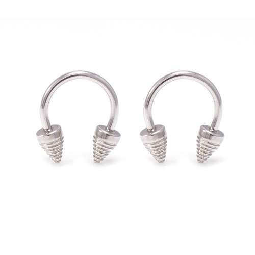 Pair of 316L Stainless Steel 14G Spike Horseshoe Nose Piercing