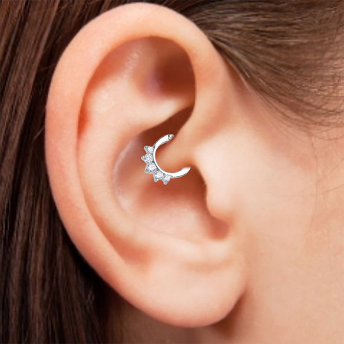 16G Paved CZ Hinged Hoops Clicker Segment Rings