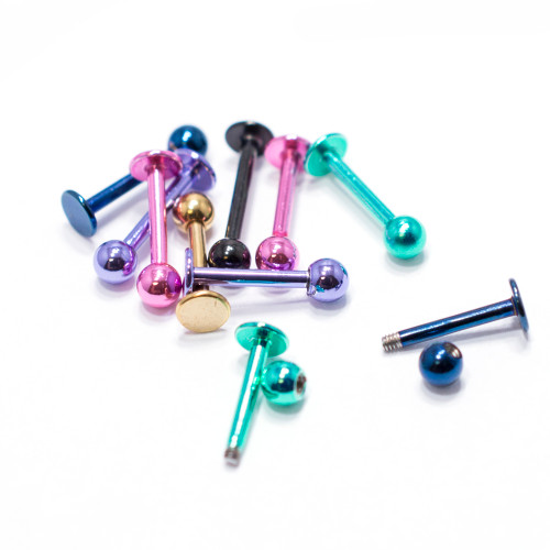 16ga Labret Monroe Cartilage Studs - 10-Piece Anodized Titanium Studs