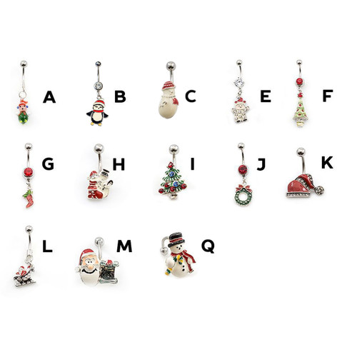 Christmas Inspired Belly Button Rings 14g- Choose Your Designs + Free Gift Box