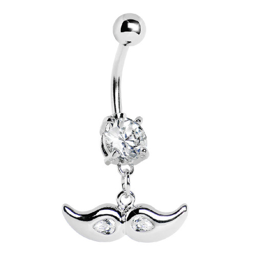 Dangle Mustache CZ Belly Ring Dangle Mustache CZ Belly Ring