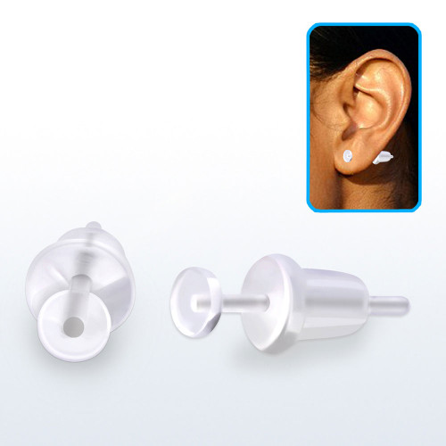 Clear Earring Stud Retainer Piercing 20G