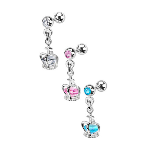 Dangle Crown CZ Top Cartilage Studs