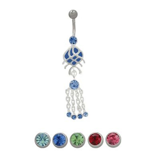 14 gauge Belly Button Ring surgical steel with sterling silver design