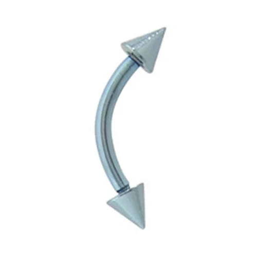 Titanium Spike PVD Light Blue Curved Eyebrow Barbell Piercing