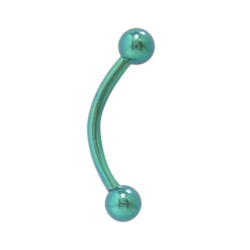 Titanium PVD Green Eyebrow Curved Barbell Piercing
