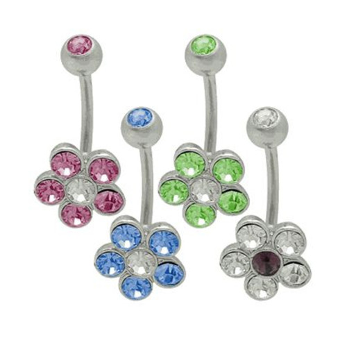 CZ Flower Belly Button Rings CZ Flower Belly Button Rings