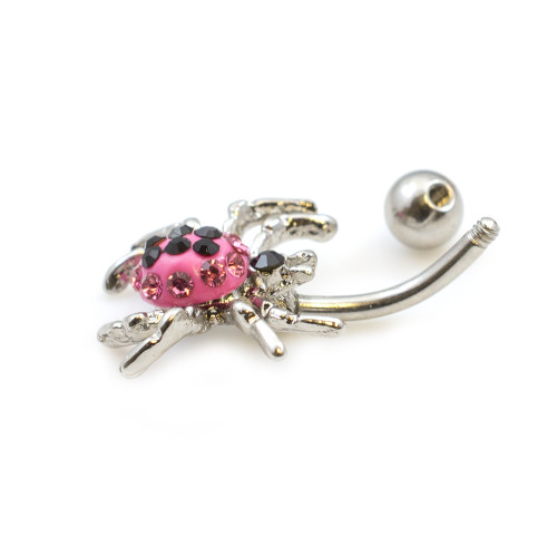 Cute Spider with Multiple CZ Belly Button Ring 14g