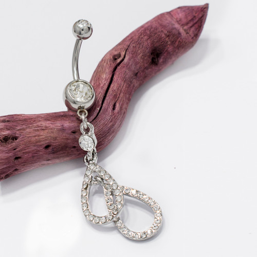 Package -Tear Design Dangle Belly Ring, Steel Septum Clip, Eyebrow Barbell