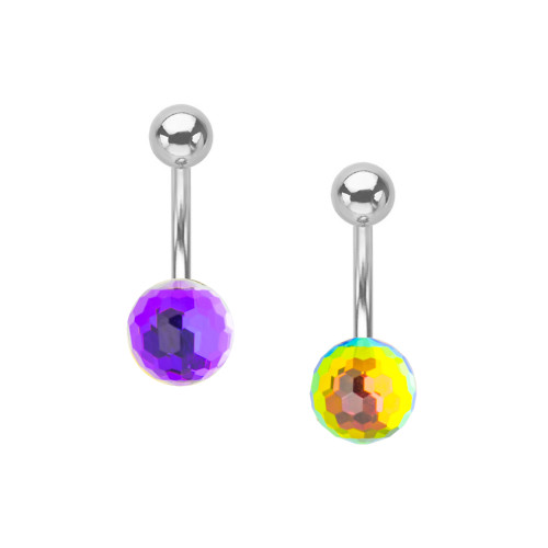 14ga Disco Ball Belly Button Ring 316L Surgical Steel