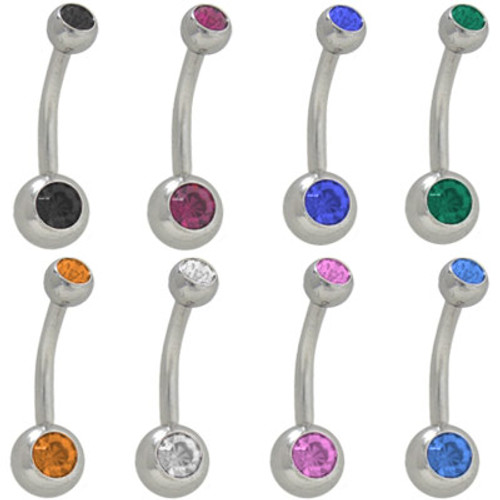 14 gauge Double Jeweled Belly Rings High Polish Surgical Steel