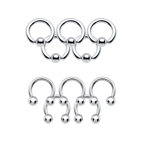 10PCS Captive Bead Rings Horseshoe Circular Barbells