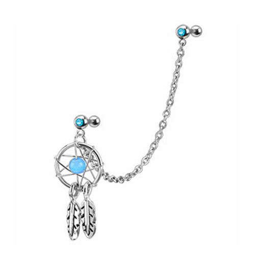 Dangle Chain Dream Catcher Cartilage Ear Studs