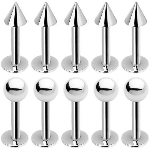 Labret Piercing 14ga Barbell Combo Pack 10 Pack