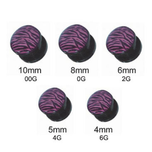 Acrylic Tiger Skin Pink Black Ear Gauges