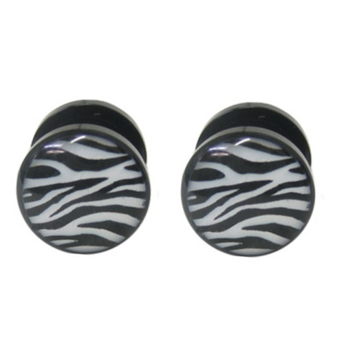 Acrylic Zebra Stripes Black Ear Gauges