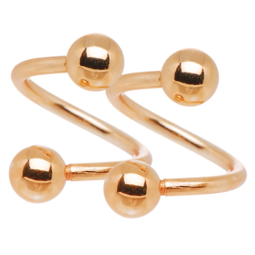 Pair of Twister Rings - 16ga Rose Gold I.P. - Perfect for Lip, Cartilage, Eyebrow Piercings