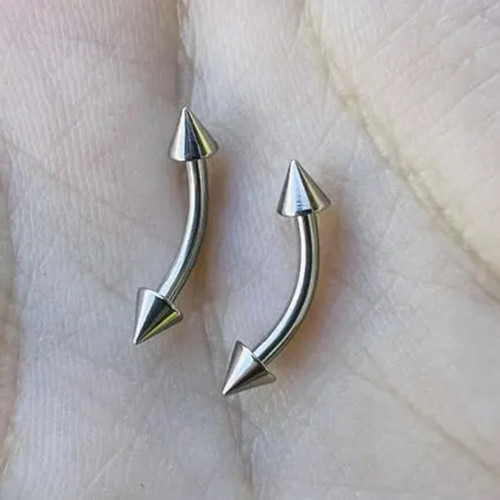 14K Gold Spike End Curved Barbell 16G