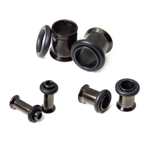 PVD Black Single Flare Ear Tunnels