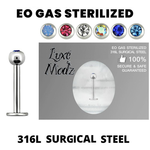 Sterilized 3mm Ball CZ Labret Studs