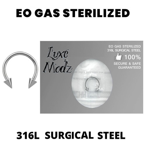 Sterilized Horseshoe Ring Ethylene Oxide gas 316L Surgical Steel 16 Gauge with 3mm Spikes