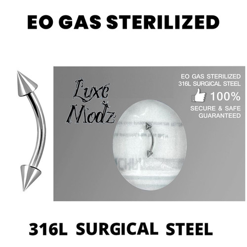 Sterilized Belly Button Ring Ethylene Oxide Gas 316L Surgical Steel 16 Gauge with 3mm Spikes