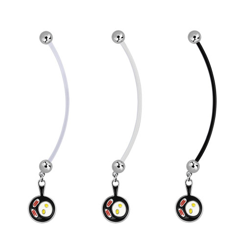 Bacon Eggs Pregnancy Extra Long Belly Button Ring