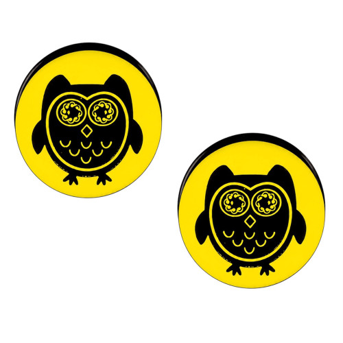 Yellow Acrylic Owl Saddle Plugs