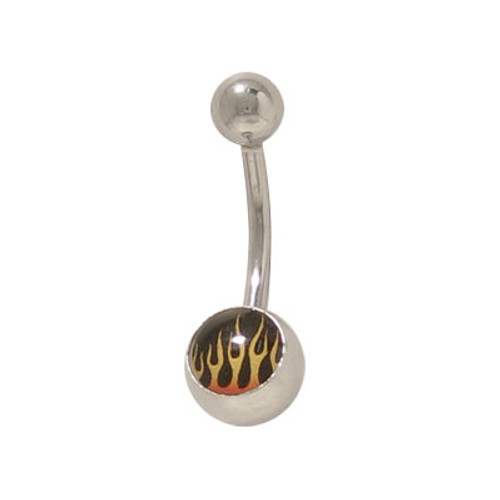 Flames 14 gauge Belly Ring Surgical Steel