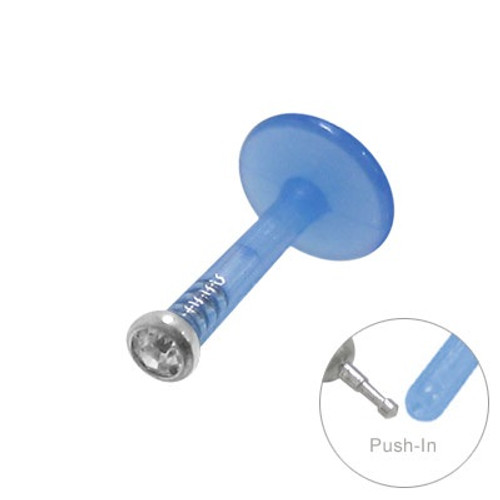 Blue Flexible Labret Monroe with Clear Gem