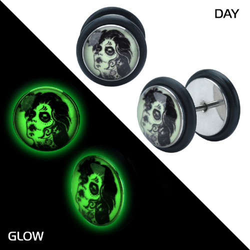 18G Glow In Dark Fake Plugs