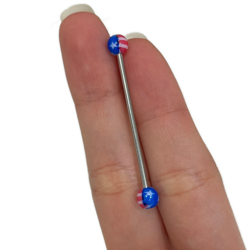 14G Acrylic American Flag Ball End Scaffold Industrial Barbell