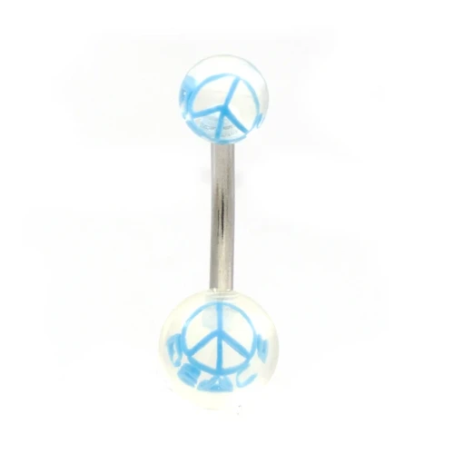 14G Acrylic Peace Symbol Ball Belly Ring