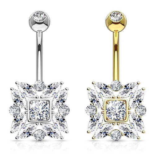 Crystal Marquise CZ Belly Button Ring Crystal Marquise CZ Belly Button Ring