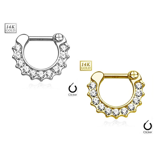 16G Paved CZ Clicker Septum Ring Hoop