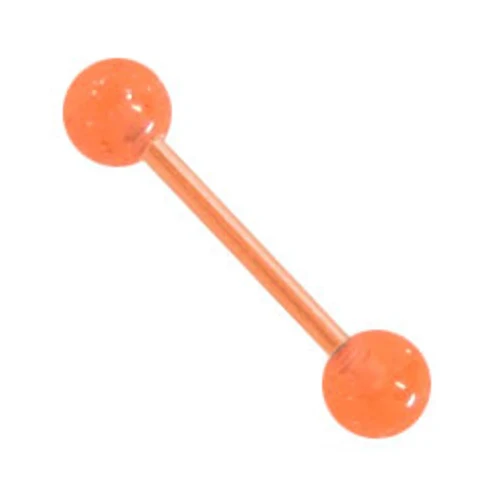 UV Orange Acrylic Ball Straight Barbell Piercing
