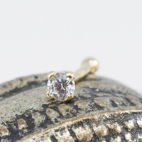 14K Solid Gold Real Diamond Nose Bone