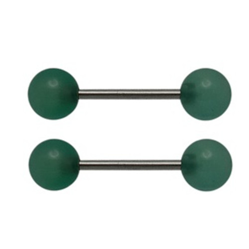 Semi Precious Green Agate Ball Nipple Barbell