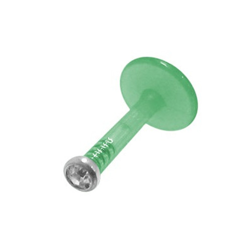 Green Flexible Labret Monroe with Clear Gem Green Flexible Labret Monroe with Clear Gem