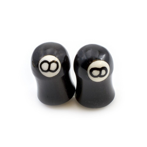 Pair of Ear Plugs made of Organic Horn Bone with Yin Yang Symbol Design 