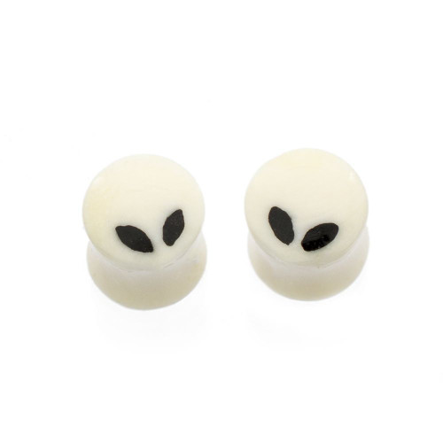 Pair of Organic Horn Bone Alien Design Ear Plugs 