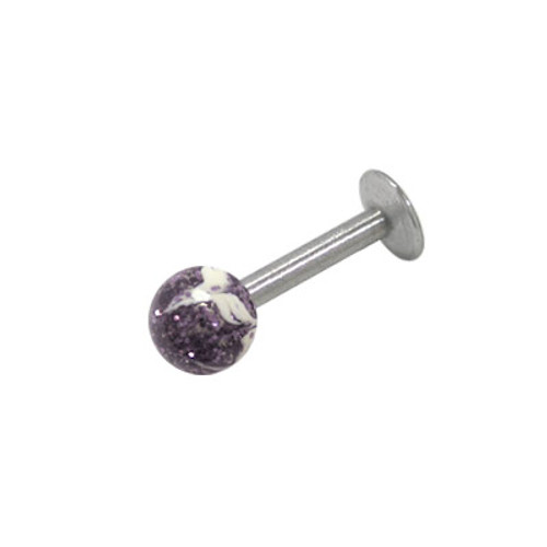 Hand Painted Purple Glitter Ball Bead Labret Monroe