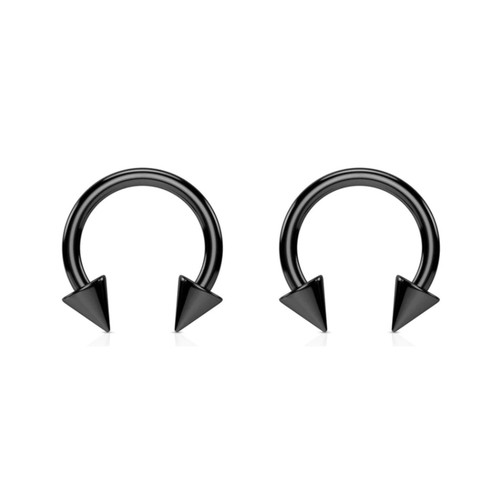 PVD Black Spike Horseshoe Circular Barbells