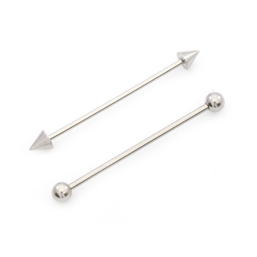 Pair of Industrial Barbells- Spike and Ball End Design 14ga Surgical Steel