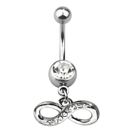 Infinity Belly Button Ring with Jewels 14g 7/16"