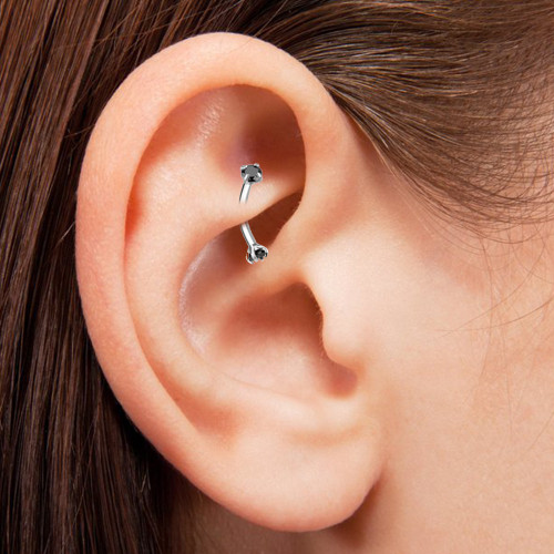 Steel Internally Threaded Prong Set CZ Curved Barbells Eyebrow Rings