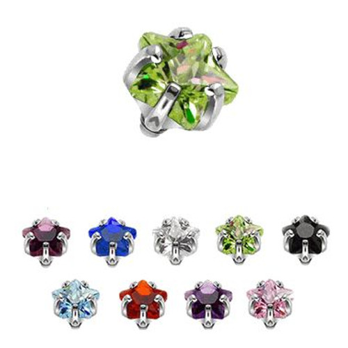 Internally Threaded Prong Set Star Gem Dermal Top Internally Threaded Prong Set Star Gem Dermal Top