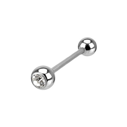 Internally Threaded Surgical Steel Barbell with CZ Jeweled Bead 
