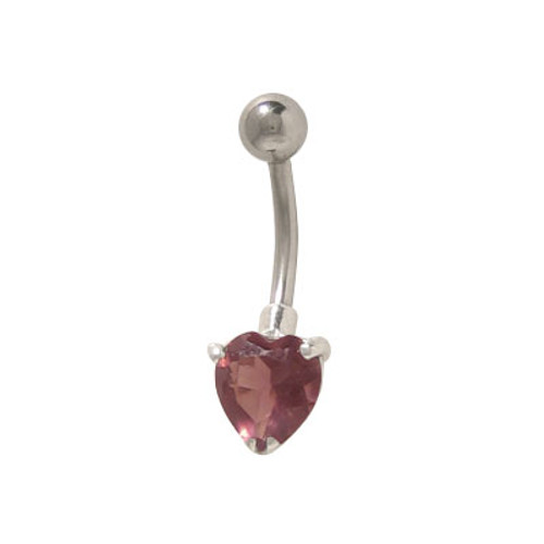 14 gauge Jewel Heart Belly Button Ring 